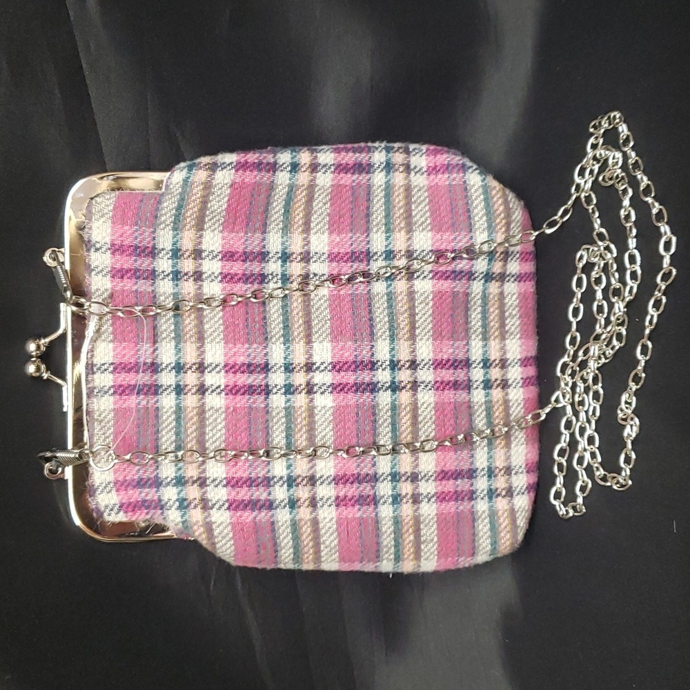 Nanette Lepore Multicolor Plaid Flannel Fabric Crossbody Bag